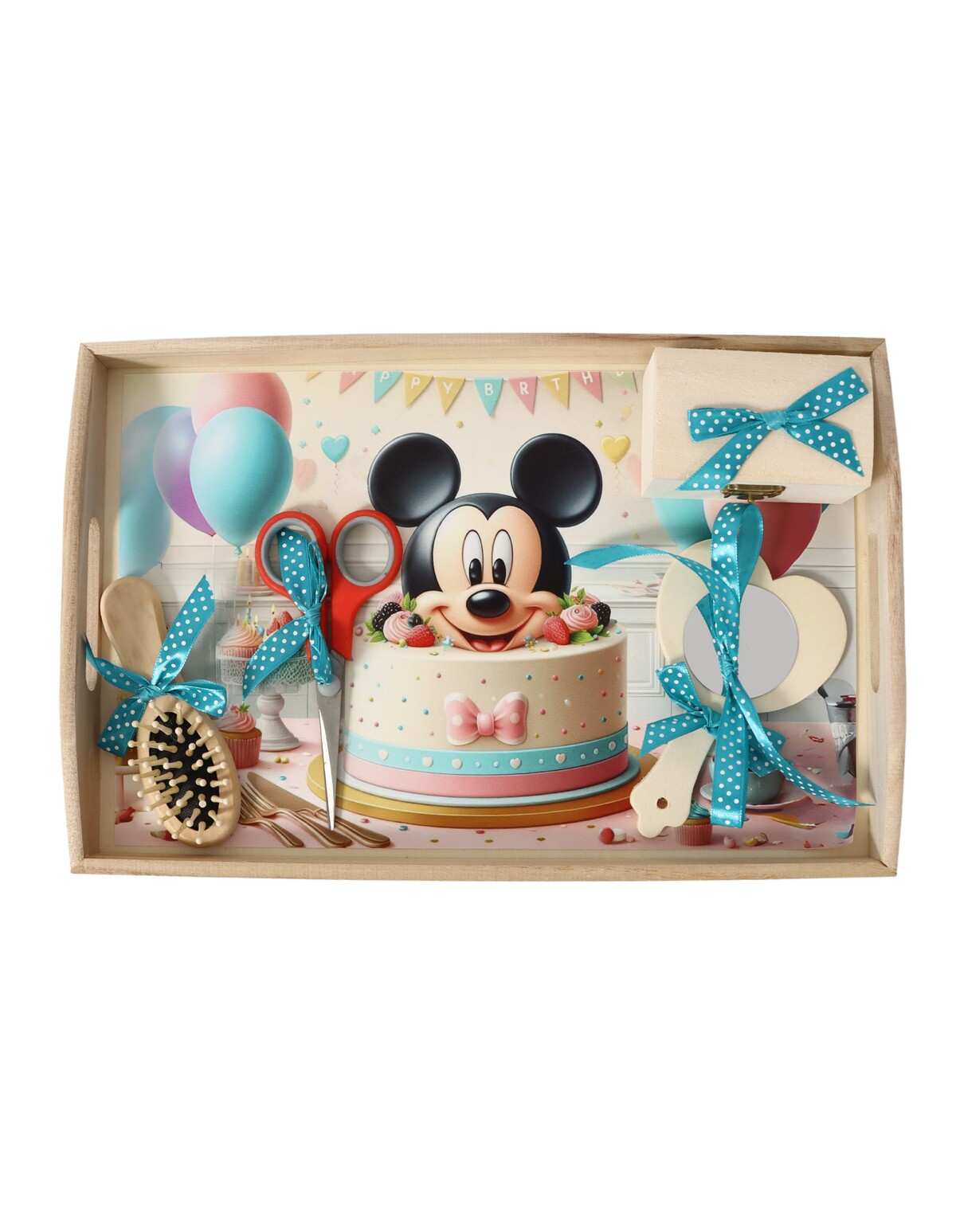 Set mot-turta Mickey si Tort cu turcoaz