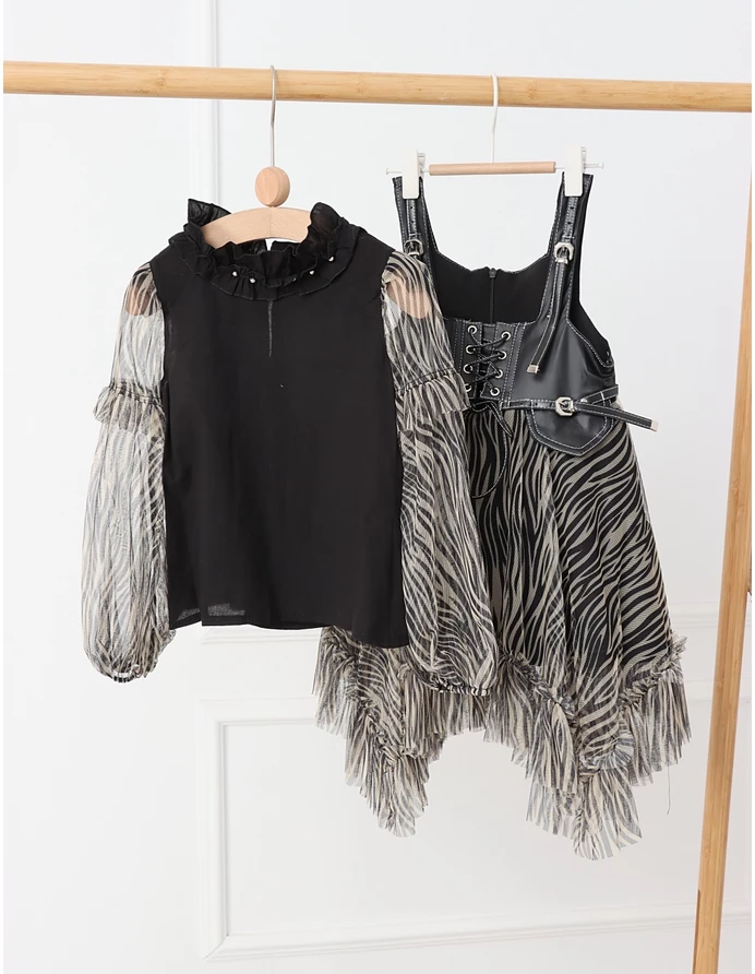 Set Rebelde rochita si bluzita cu crem picture - 3