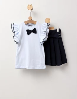 Set scolarita tricou+fusta model bleumarin