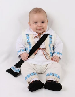 Set Traditional 6 piese, Armand, alb-blue