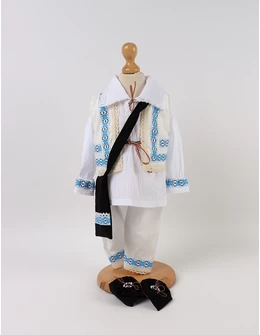 Set Traditional 6 piese, Armand, alb-blue