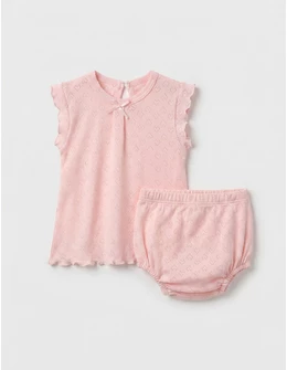 Set tricou + chilotel, cu inimioare, roz