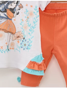 Set tricou+pantaloni Fetita din Poveste portocaliu 2