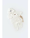 Set Ursulet cu bluzita cu fermoar si gluga si panataloni lungi din 80%bumbac organic si 20% poliester - Ecru, Baby Cosy 1