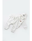 Set Ursulet cu bluzita cu fermoar si gluga si panataloni lungi din 80%bumbac organic si 20% poliester - Ecru, Baby Cosy 3