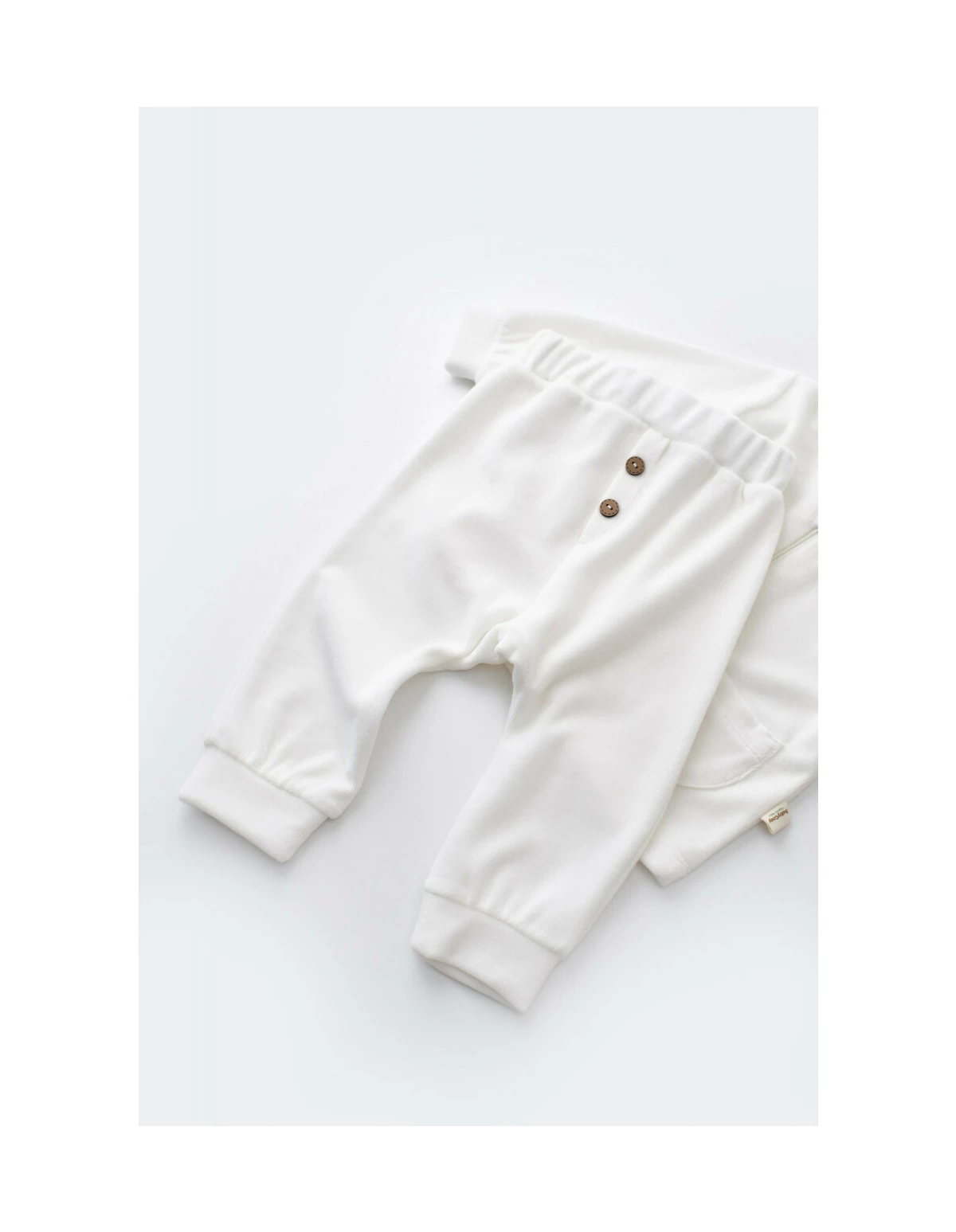 Set Ursulet cu bluzita cu fermoar si gluga si panataloni lungi din 80%bumbac organic si 20% poliester - Ecru, Baby Cosy
