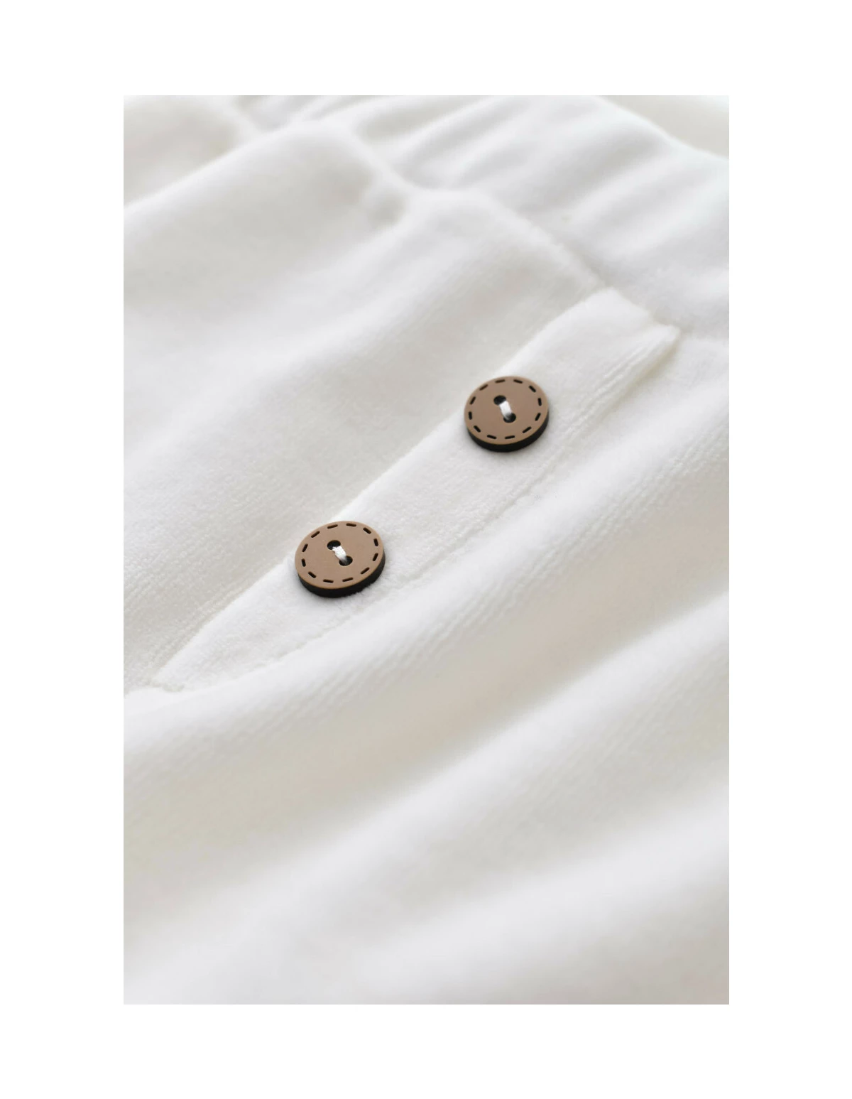Set Ursulet cu bluzita cu fermoar si gluga si panataloni lungi din 80%bumbac organic si 20% poliester - Ecru, Baby Cosy