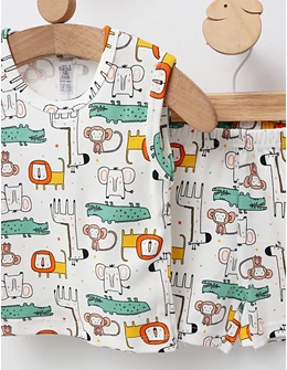 Set vara, Animalute Savana, alb-multicolor
