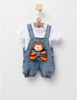 Set vara, bebe Garfield, alb-albastru