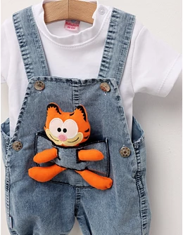 Set vara, bebe Garfield, alb-albastru