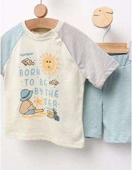 Set vara Born To Be By The Sea, gri-albastru