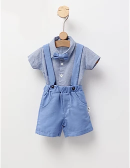 Set vara, camasa, pantaloni, papion, albastru