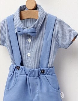 Set vara, camasa, pantaloni, papion, albastru
