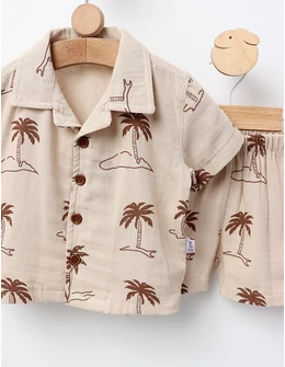 Set vara din muselina, Tropical, crem