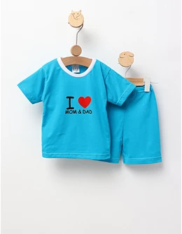 Set vara I Love Mom-Dad model turcoaz