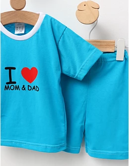 Set vara I Love Mom-Dad model turcoaz