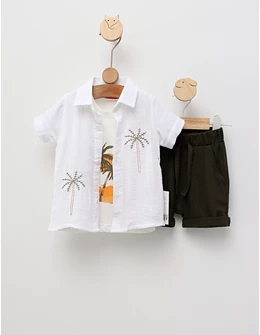 Set vara, Palmier, model alb-verde