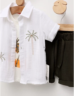 Set vara, Palmier, model alb-verde