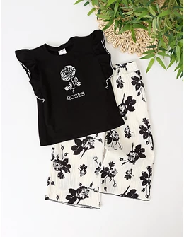 Set vara, Roses, model negru-alb