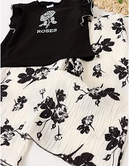 Set vara, Roses, model negru-alb