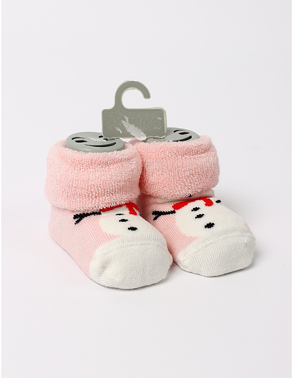 Sosete flausate SnowMan bebe roz-alb