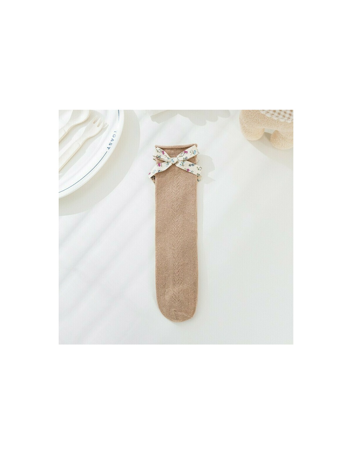 Sosete Floral Bow Hollow coffee