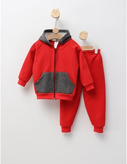 Trening bumbac vatuit Romania rosu-gri inchis