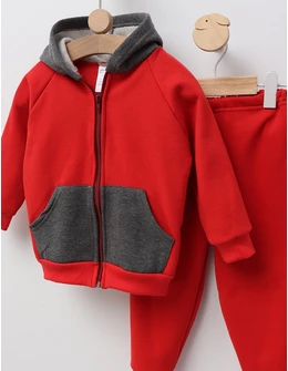 Trening bumbac vatuit Romania rosu-gri inchis