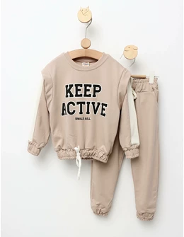 Trening Girls stil Crop Top model bej