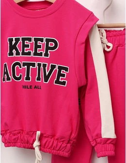Trening Girls stil Crop Top model ciclam