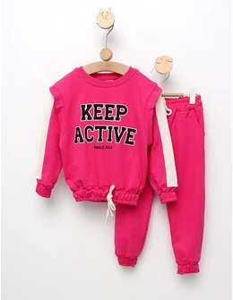 Trening Girls stil Crop Top model ciclam