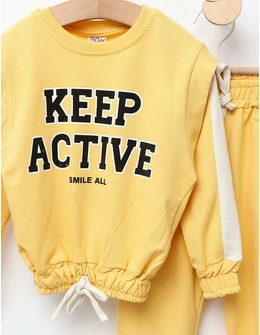 Trening Girls stil Crop Top model galben