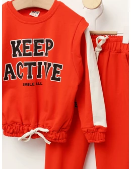 Trening Girls stil Crop Top model rosu
