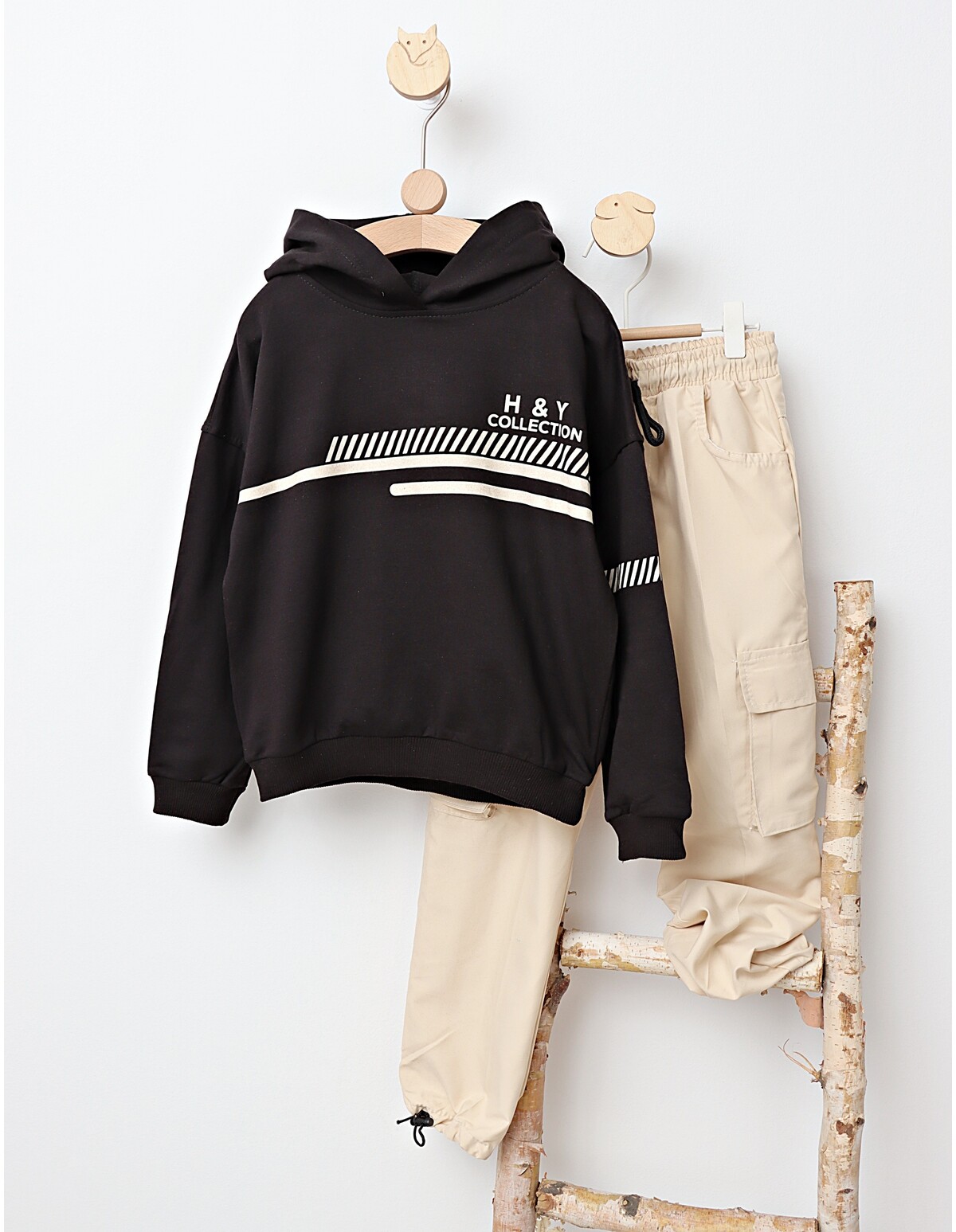 Trening H&Y Collection model negru-crem