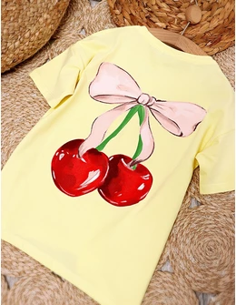 Tricou Ciresele, model cu galben