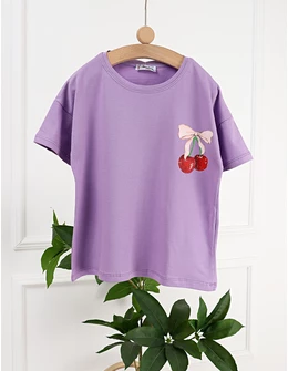 Tricou Ciresele, model cu mov