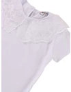 Tricou din bumbac, alb cu guler brodat picture - 4