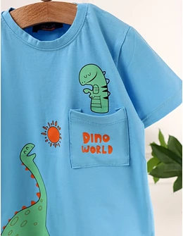 Tricou Dino World, model blue