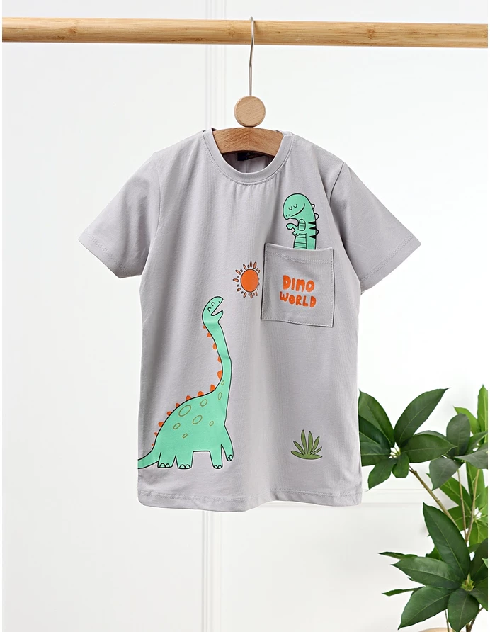 Tricou Dino World, model gri picture - 3