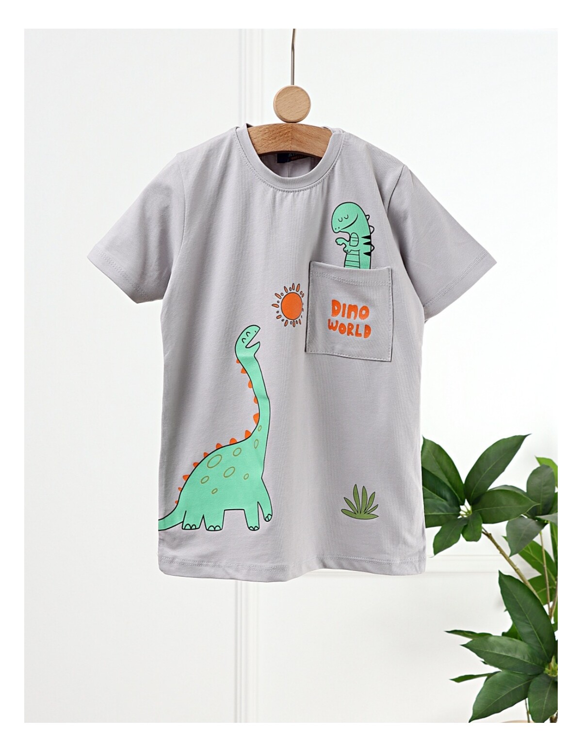 Tricou Dino World, model gri