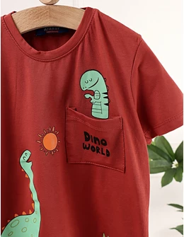 Tricou Dino World, model maro