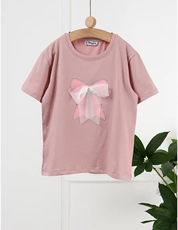Tricou Fundita cu Sclipici, roz-prafuit