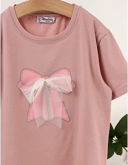 Tricou Fundita cu Sclipici, roz-prafuit