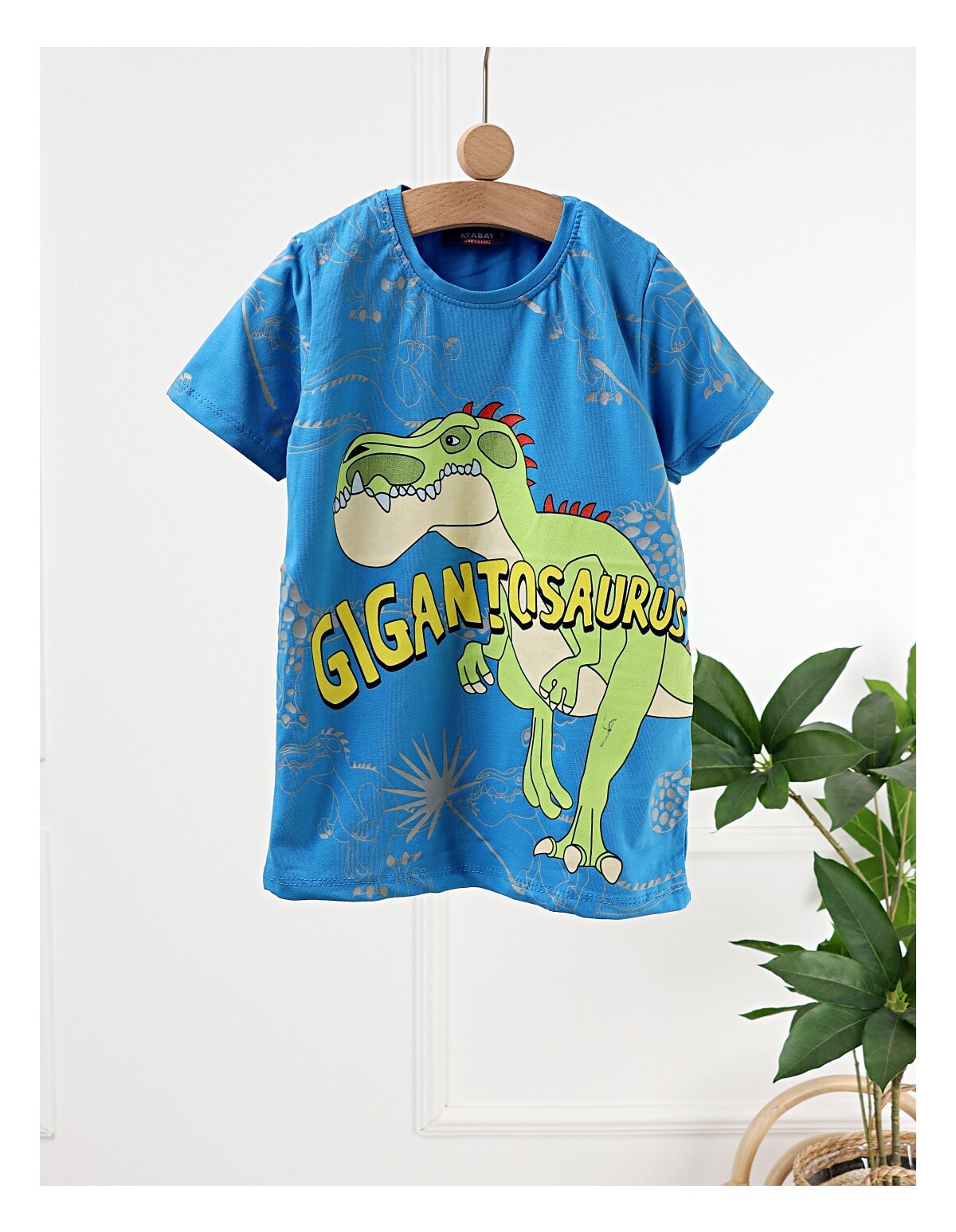 Tricou Gigantosaurus, model albastru-aprins