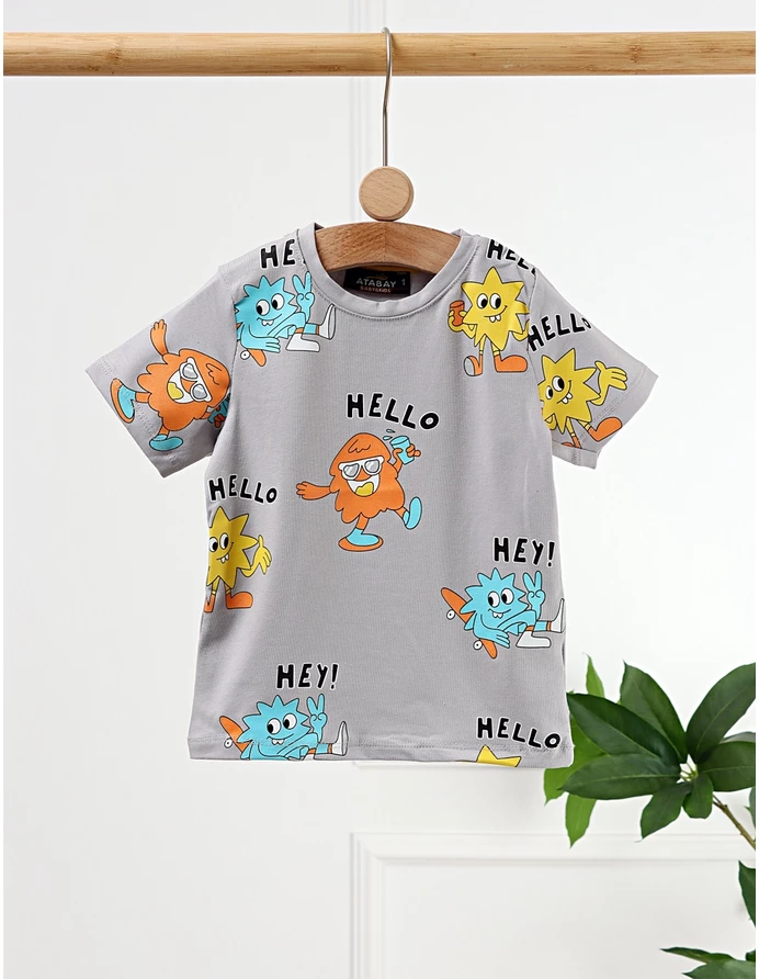 Tricou Hello Stars, model gri picture - 3