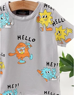 Tricou Hello Stars, model gri