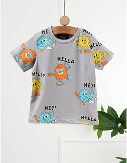 Tricou Hello Stars, model gri