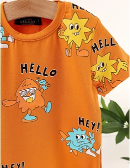 Tricou Hello Stars, model portocaliu