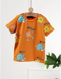 Tricou Hello Stars, model portocaliu