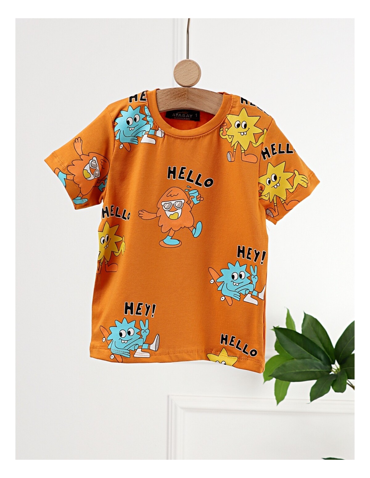 Tricou Hello Stars, model portocaliu